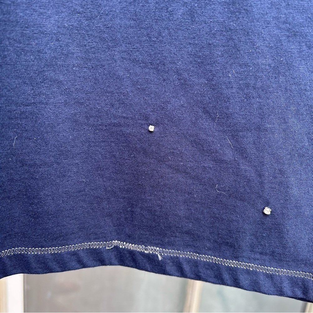 Chico’s Navy Blue Rhinestone Long Sleeve Shirt Silver Size 0 Small NWT - Picture 6 of 9